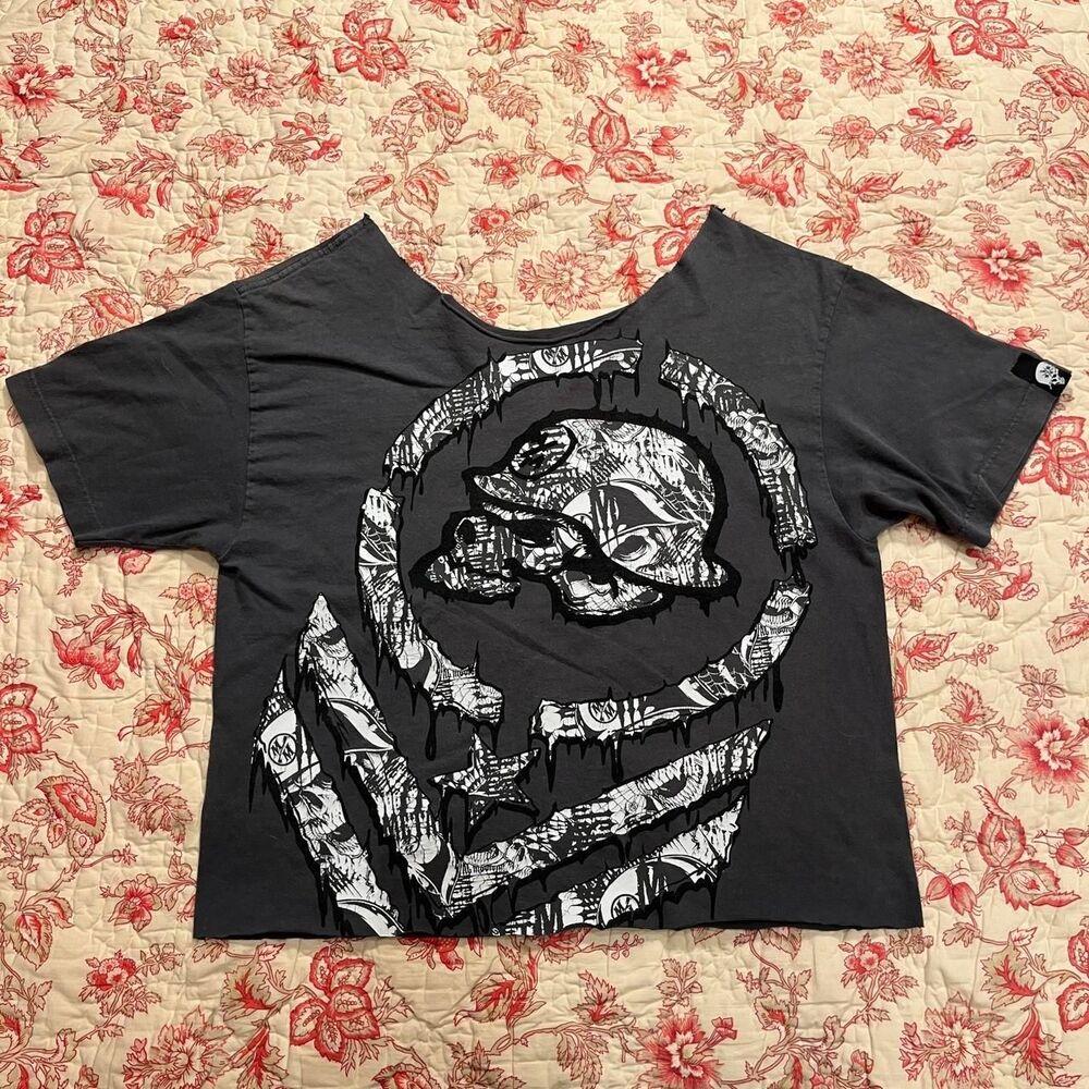 Metal-mulisha Women's Grey and Black T-shirt